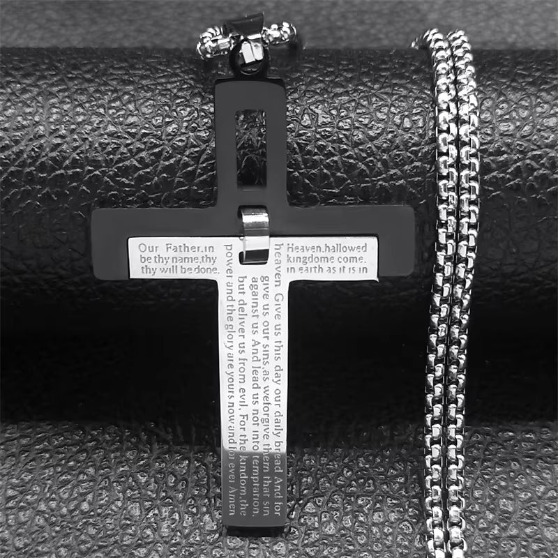 Jesus Cross Necklace Chain for Men Stainless Steel