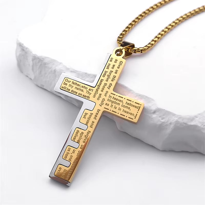 Jesus Cross Necklace Chain for Men Stainless Steel 