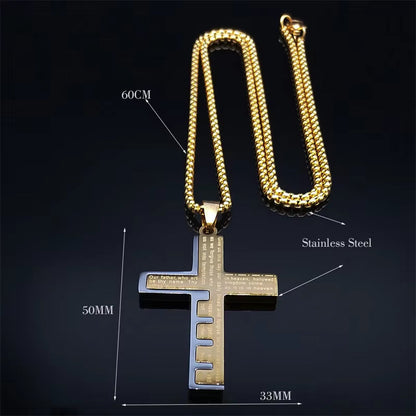 Jesus Cross Necklace Chain for Men Stainless Steel 