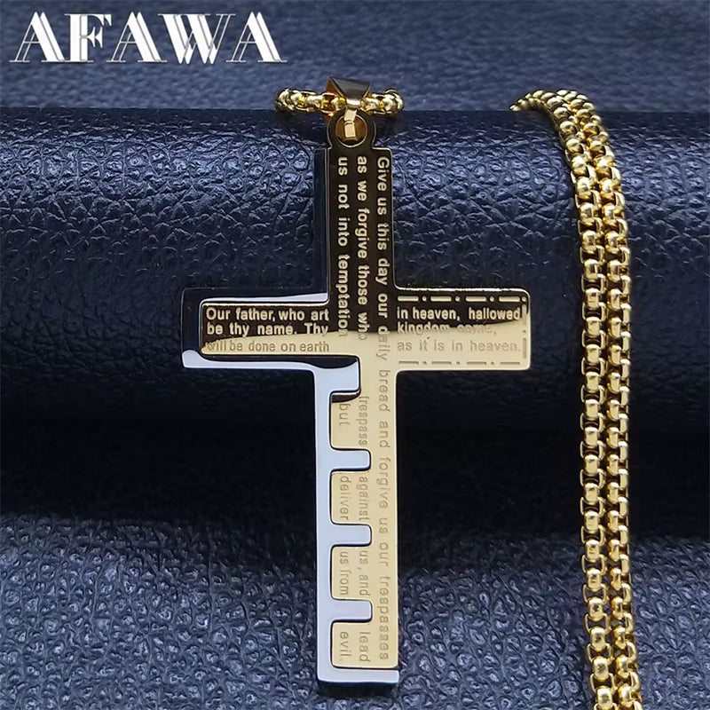 Jesus Cross Necklace Chain for Men Stainless Steel 