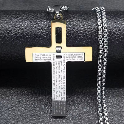 Jesus Cross Necklace Chain for Men Stainless Steel 