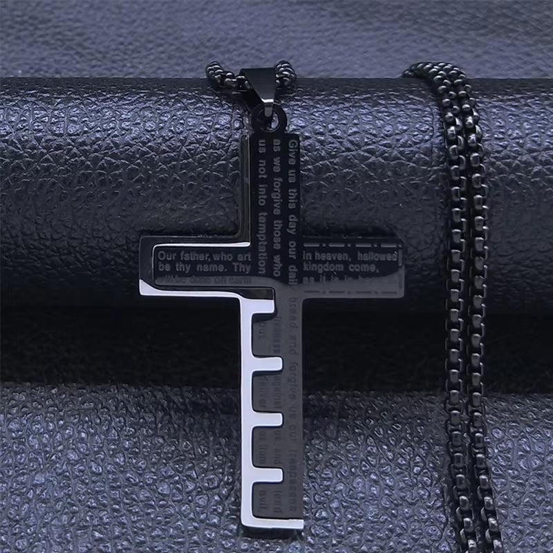 Jesus Cross Necklace Chain for Men Stainless Steel 