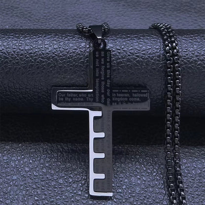 Jesus Cross Necklace Chain for Men Stainless Steel 