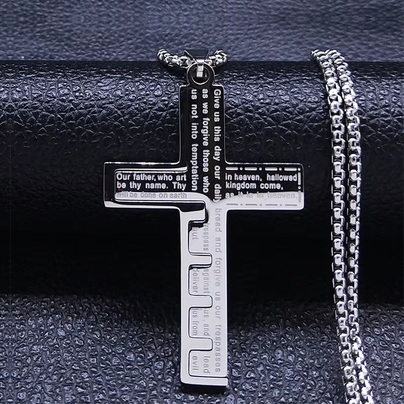 Jesus Cross Necklace Chain for Men Stainless Steel 