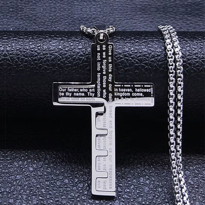 Jesus Cross Necklace Chain for Men Stainless Steel 