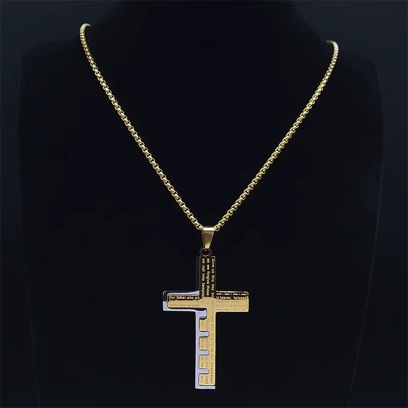 Jesus Cross Necklace Chain for Men Stainless Steel 