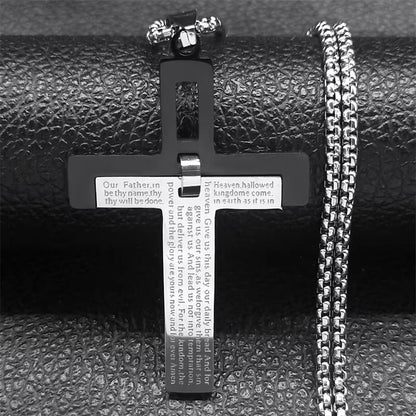 Jesus Cross Necklace Chain for Men Stainless Steel 
