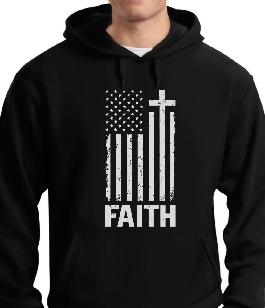 American Flag Cross Faith Hoodie for Men
