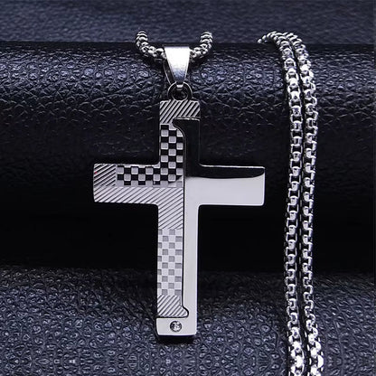 Jesus Cross Necklace Chain for Men Stainless Steel 