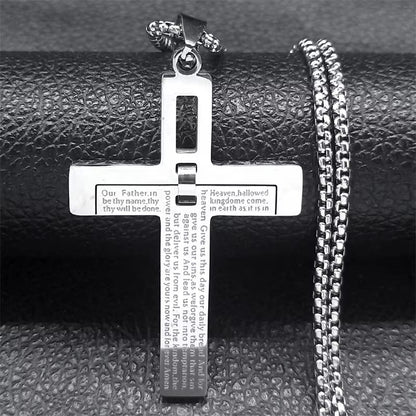 Jesus Cross Necklace Chain for Men Stainless Steel 